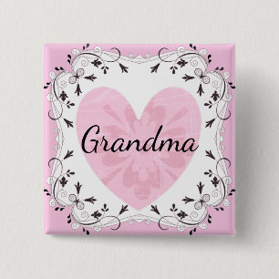 Badge Carré 5 Cm Joli bouton de Baby Shower rose et noir pour grand