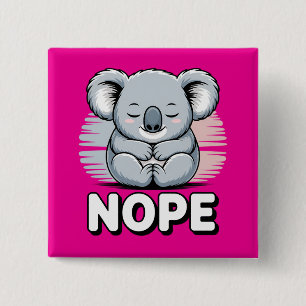 Badge Carré 5 Cm Joli koala endormi “Non” Dessin animé drôle