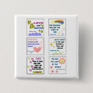 Badge Carré 5 Cm Joli verset de la Bible pour enfants mémoriel de l