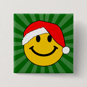 Badge Carré 5 Cm Joli visage de Noël Père Noël
