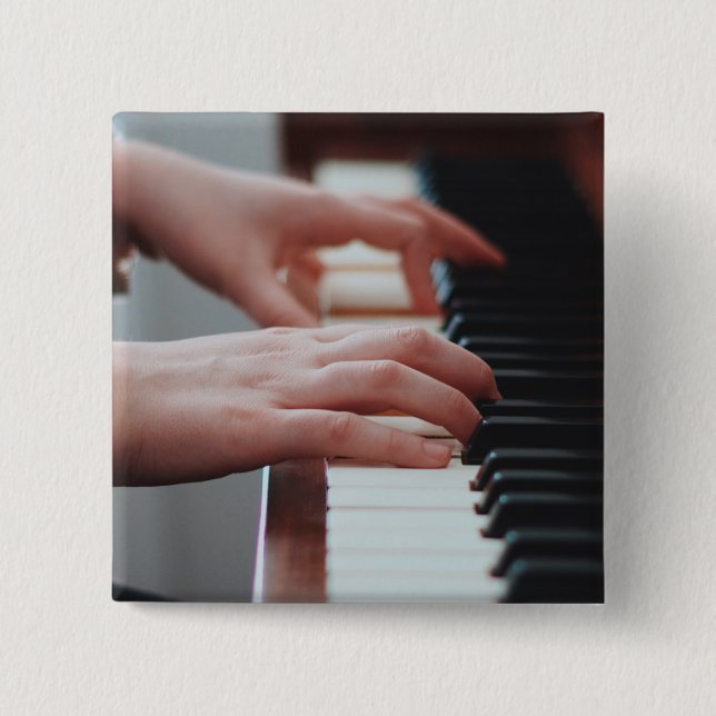 Badge Carré 5 Cm Jolie conception de piano (Devant)