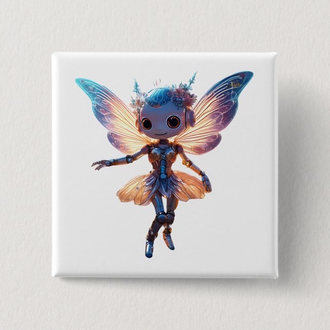 Badge Carré 5 Cm Jolie danseuse robot pixie (Devant)