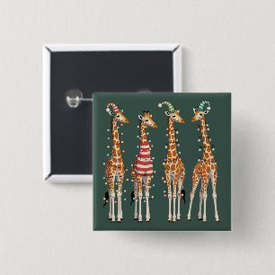 Badge Carré 5 Cm Jolie girafe de Noël drôle amateur d'animaux pour 