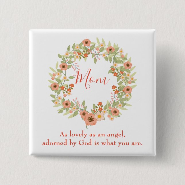 Badge Carré 5 Cm Jolie maman Wreath (Devant)