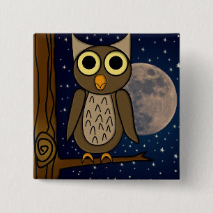Badge Carré 5 Cm Jolie œuvre d'art d'oiseau de la forêt