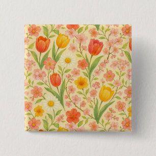 Badge Carré 5 Cm Jolies fleurs à motifs de Pâques/printemps