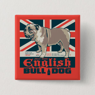 Badge Carré 5 Cm Jolly Good English Bulldog