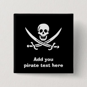 Badge Carré 5 Cm Jolly roger drapeau de pirate