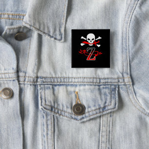 Badge Carré 5 Cm Jolly roger Z Monogramme initial