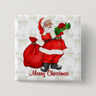 Badge Carré 5 Cm Jolly Santa Claus