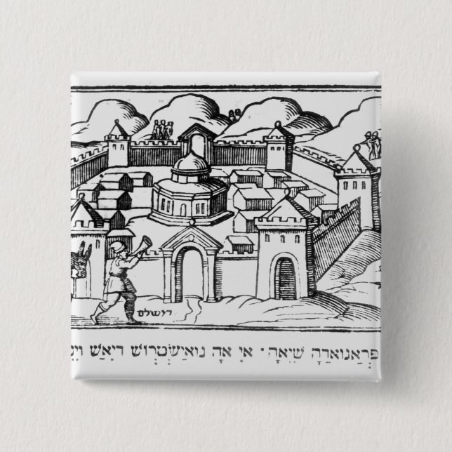 Badge Carré 5 Cm Joshua aux murs de Jéricho (Devant)