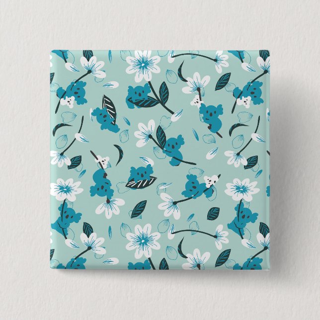 Badge Carré 5 Cm Jouer Koala Motif mignon animal et l'art nature (Devant)