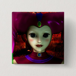 Badge Carré 5 Cm Jouet de harlequin