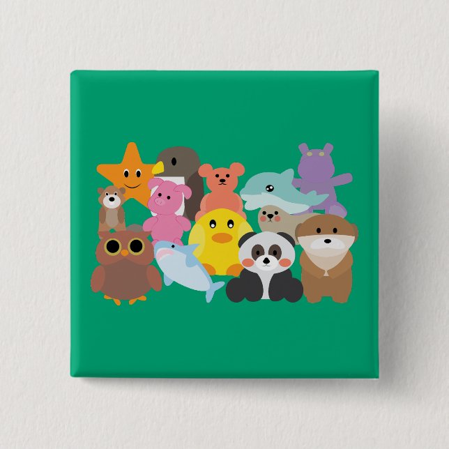 Badge Carré 5 Cm Jouets Remplis  (Devant)