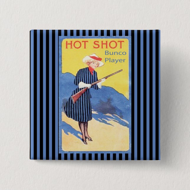 Badge Carré 5 Cm joueur chaud de bunco de tir (Devant)