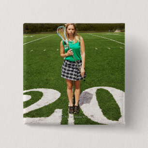 Badge Carré 5 Cm Joueur de crosse de lycée (16-18) tenant