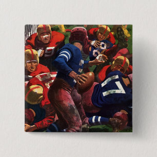 Badge Carré 5 Cm Joueur de football vintage quarterback dans le jeu