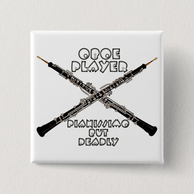Badge Carré 5 Cm Joueur de hautbois (Devant)