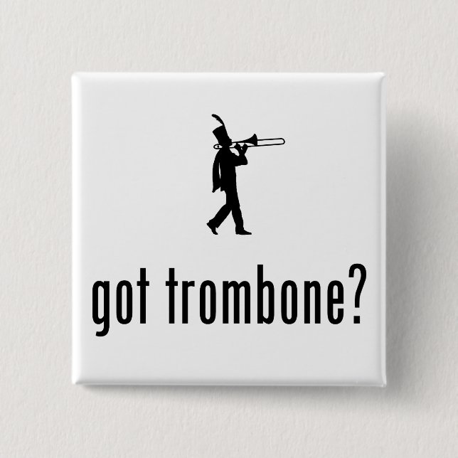 Badge Carré 5 Cm Joueur de trombone (Devant)