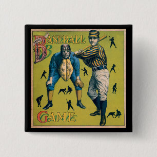 Badge Carré 5 Cm Joueurs de baseball de sport vintage au match à do