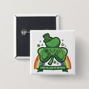 Badge Carré 5 Cm Jouez la Chance des Irlandais   Jeu de la Saint-Pa