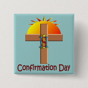 Badge Carré 5 Cm Jour catholique de confirmation pour des enfants