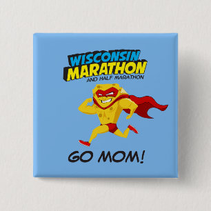 Badge Carré 5 Cm Jour de course de marathon du Wisconsin