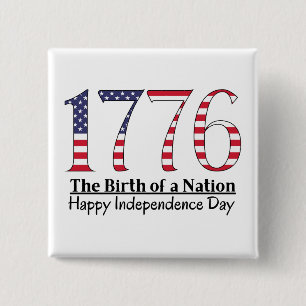 Badge Carré 5 Cm Jour de l'indépendance de l'Amérique 1776