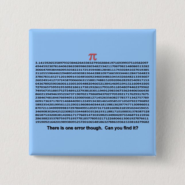 Badge Carré 5 Cm Jour de pi (Devant)