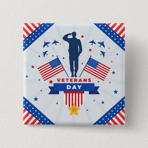 Badge Carré 5 Cm Jour des anciens combattants - Honorer tous ceux q