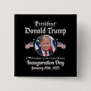Badge Carré 5 Cm Jour d'investiture de Trump 2025 47e président des