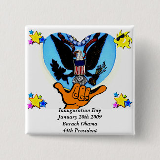 Badge Carré 5 Cm Jour d'ouverture 2009_ Bouton OBAMA_