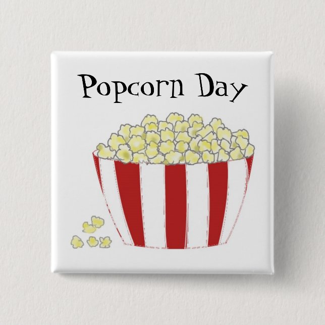 Badge Carré 5 Cm Jour du pop-corn (Devant)