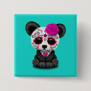 Badge Carré 5 Cm Jour rose du panda mort CUB