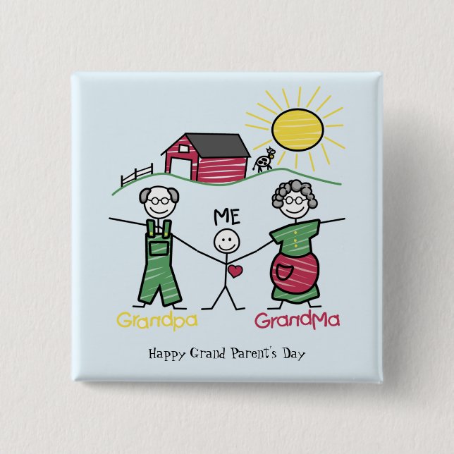 Badge Carré 5 Cm Journée avec le grand-parent (Devant)