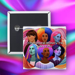 Badge Carré 5 Cm Journée internationale de la femme | Célébrer les<br><div class="desc">Célébrez la Journée de la Femme avec ces autocollants remplis de femmes de différentes cultures et couleurs. Diversité,  égalité sont célébrés le 8 mars.</div>