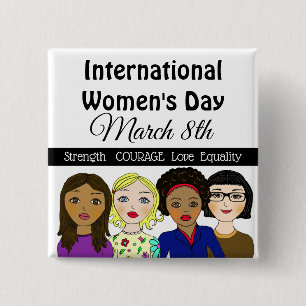 Badge Carré 5 Cm Journée internationale des femmes le 8 mars Bouton