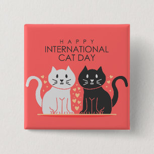 Badge Carré 5 Cm Journée internationale du chat