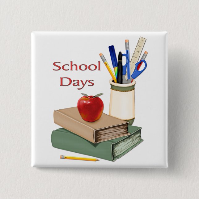 Badge Carré 5 Cm Jours d'école encore vie (Devant)