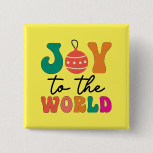 Badge Carré 5 Cm Joy to The World - Christmas Design-50835