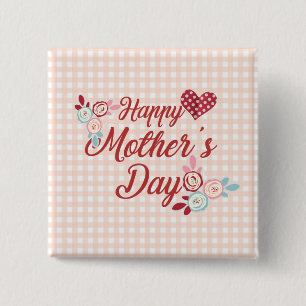 Badge Carré 5 Cm Joyeuse fête des mères   Bouton d'épingle