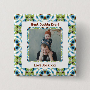 Badge Carré 5 Cm Joyeuse fête des pères Meilleur papa papa photo ve
