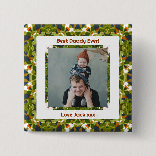 Badge Carré 5 Cm Joyeuse fête des pères Meilleur papa papa photo ve