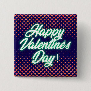 Badge Carré 5 Cm Joyeuse Saint-Valentin Néon Design-23692