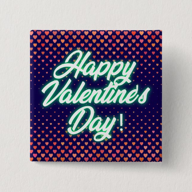Badge Carré 5 Cm Joyeuse Saint-Valentin Néon Design-23692 (Devant)