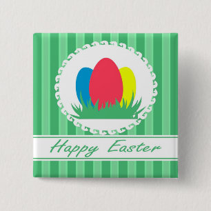 Badge Carré 5 Cm Joyeuses Pâques