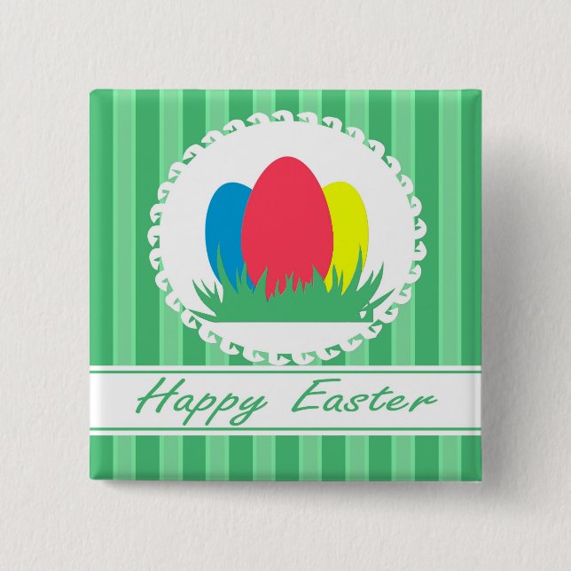 Badge Carré 5 Cm Joyeuses Pâques (Devant)