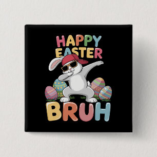 Badge Carré 5 Cm Joyeuses Pâques Frangin Frérot Lapin Rigolo Qui Da