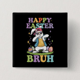 Badge Carré 5 Cm Joyeuses Pâques Frangin Lapin de Pâques Funny Dabb