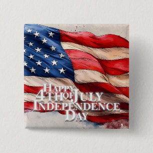 Badge Carré 5 Cm Joyeux 4 juillet - Jour de l'Indépendance